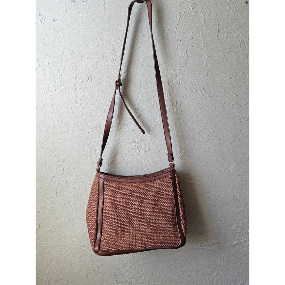 Relic Brown Woven Shoulder Bag With Leather Trim Adjustable Strap For Women - Picture 1 of 12